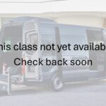 Black van with wheelchair lift. Caption reads "this class not yet available. Check back soon"