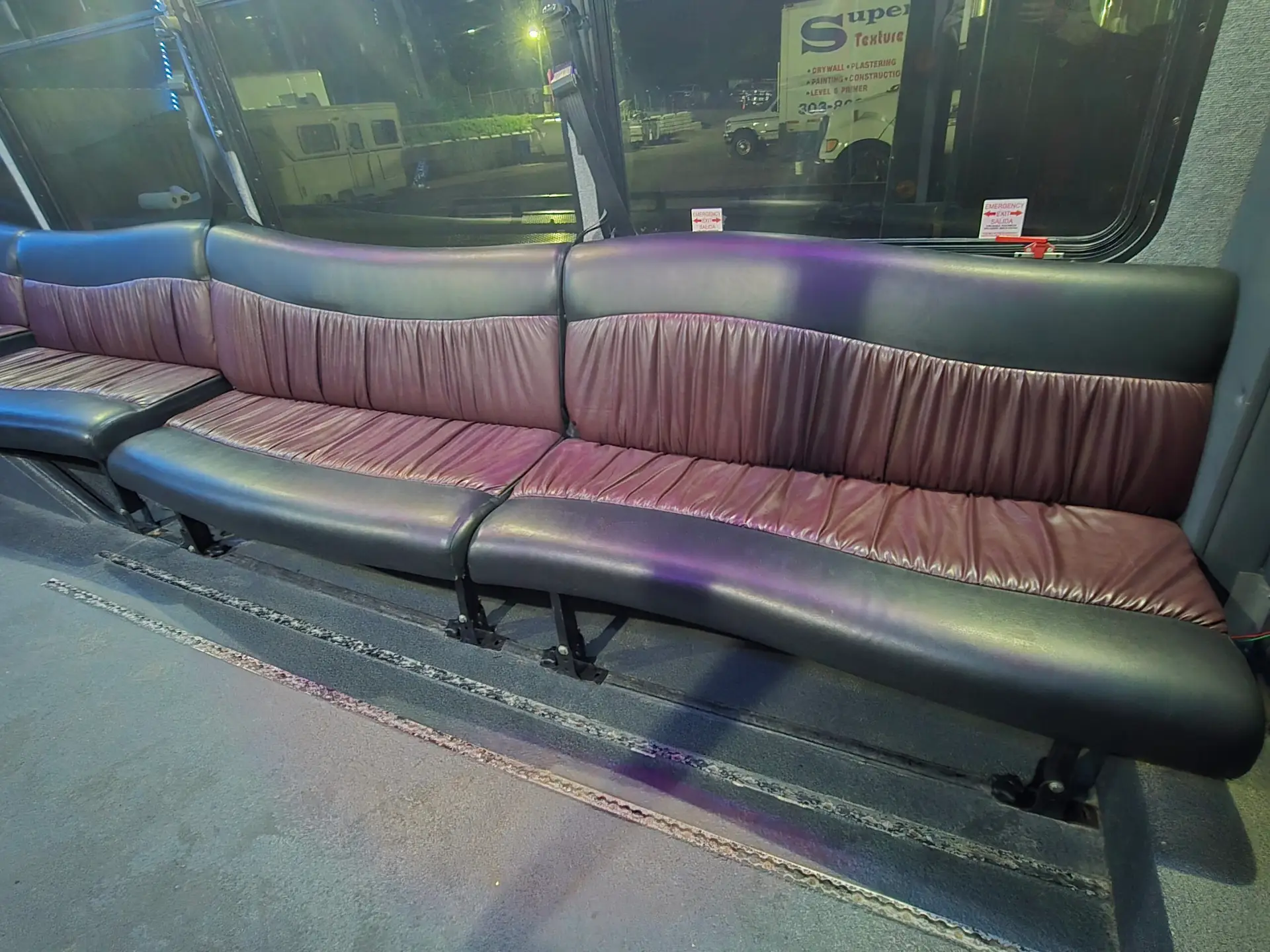 First two sections of black and brown limo seating